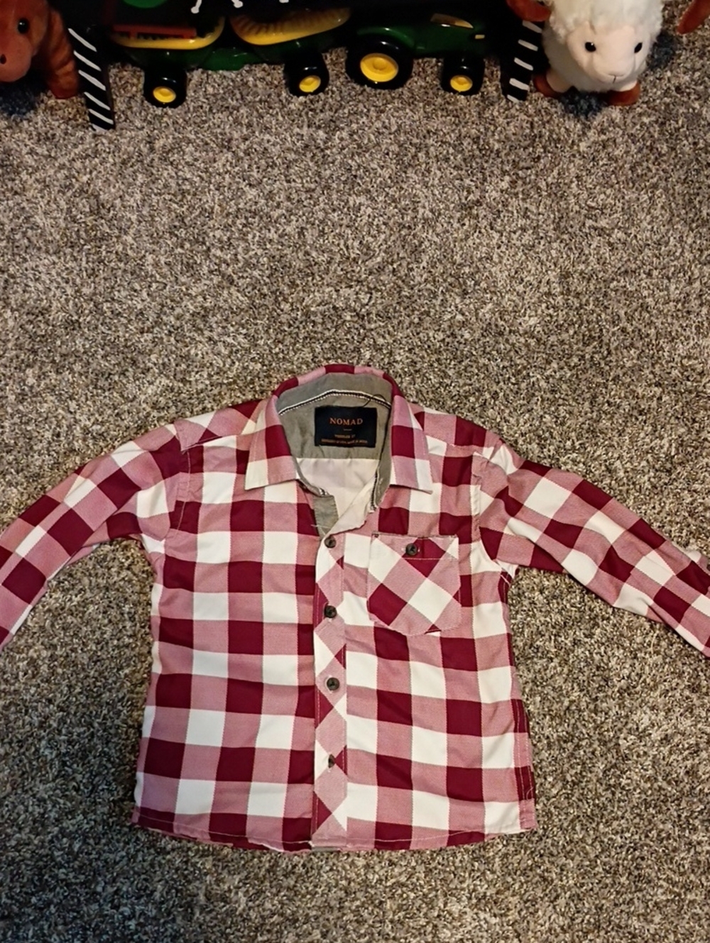 Nomad Burgundy and White Buffalo Check Shirt